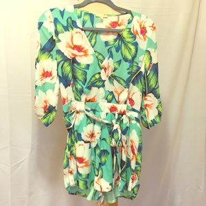 Gianni Bini Green/Blue Floral Romper